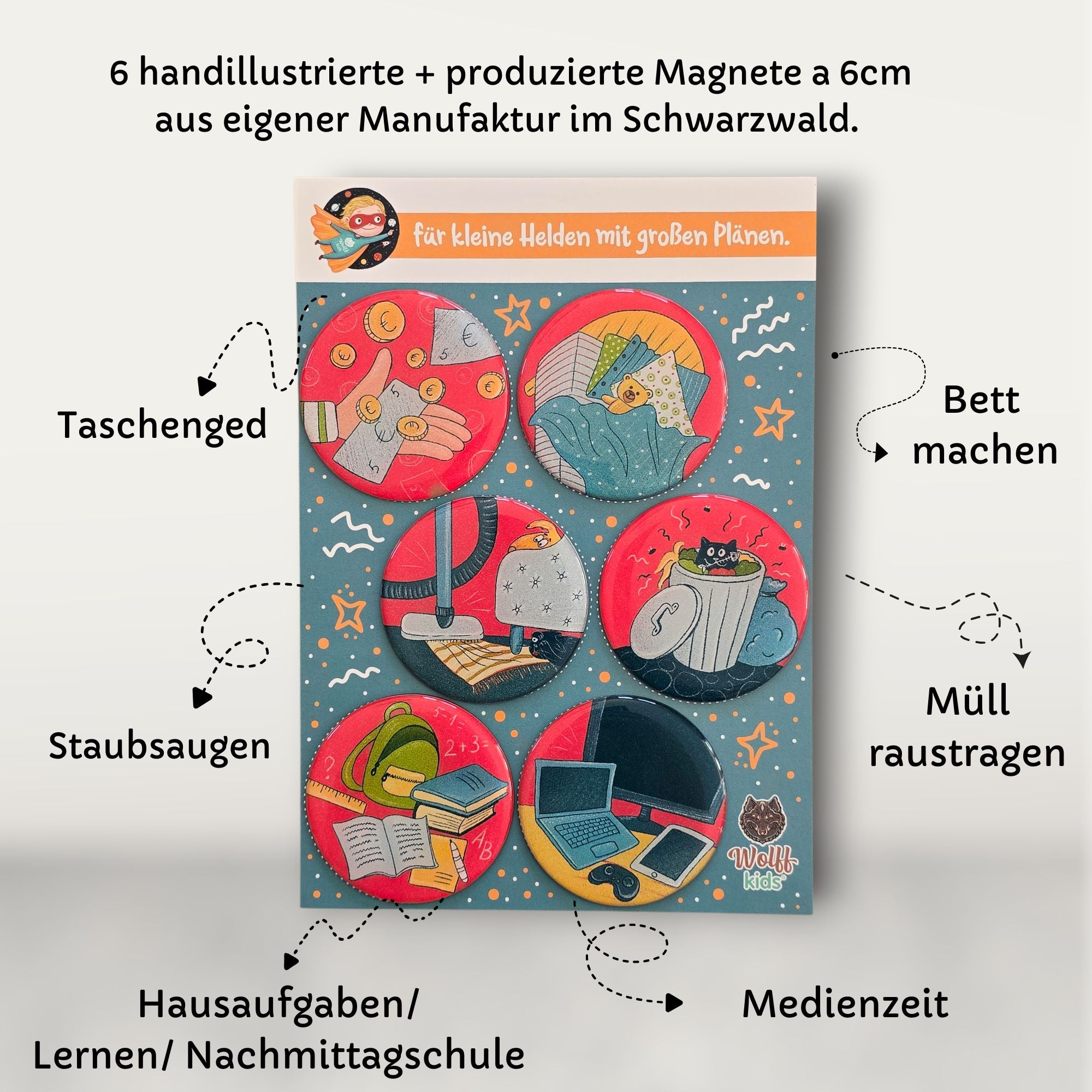 Haushaltsaufgaben Set ab 6 Jahre: 5 Magnete + 1 🎁gratis
